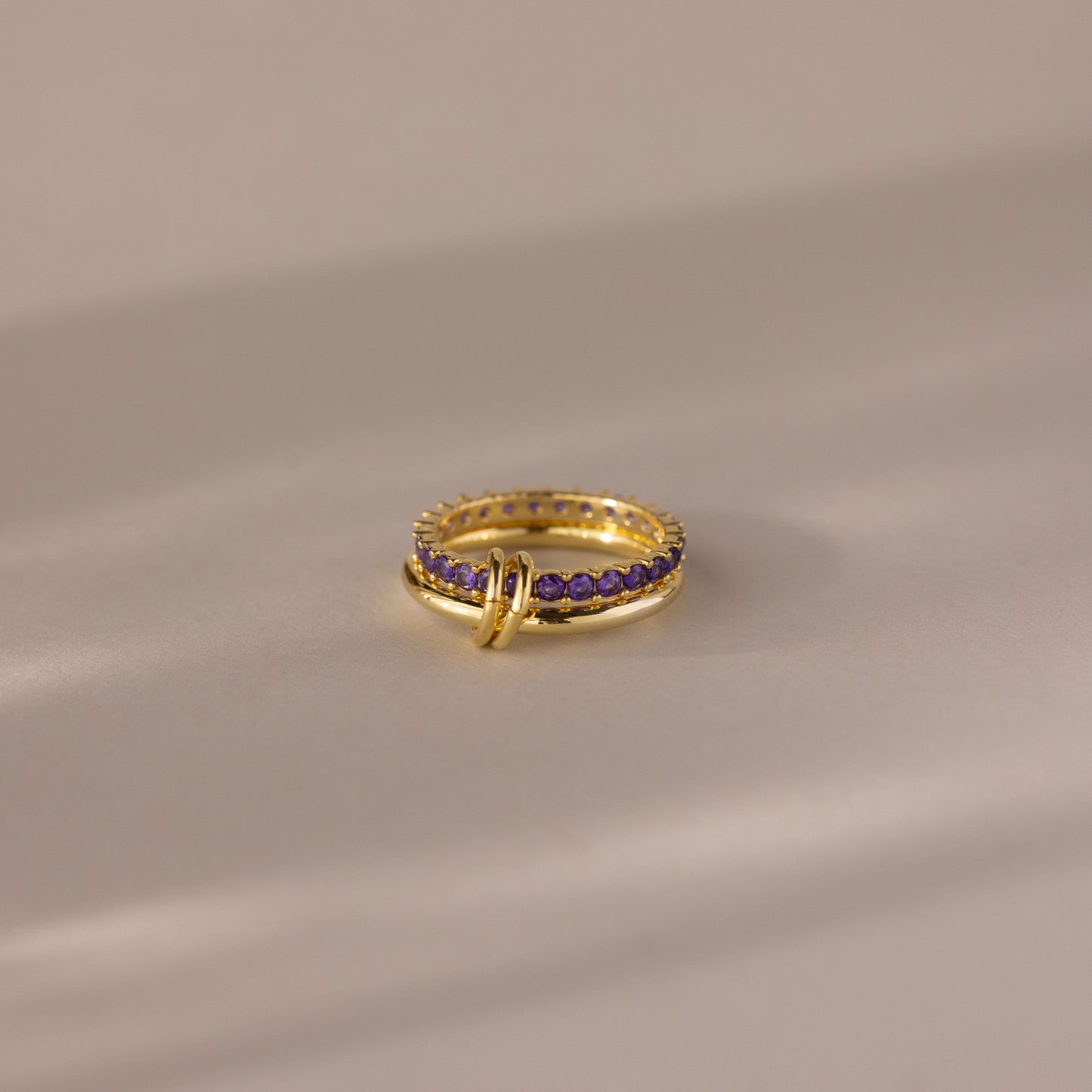 Duo Birthstone Tennis Linked Ring Set
