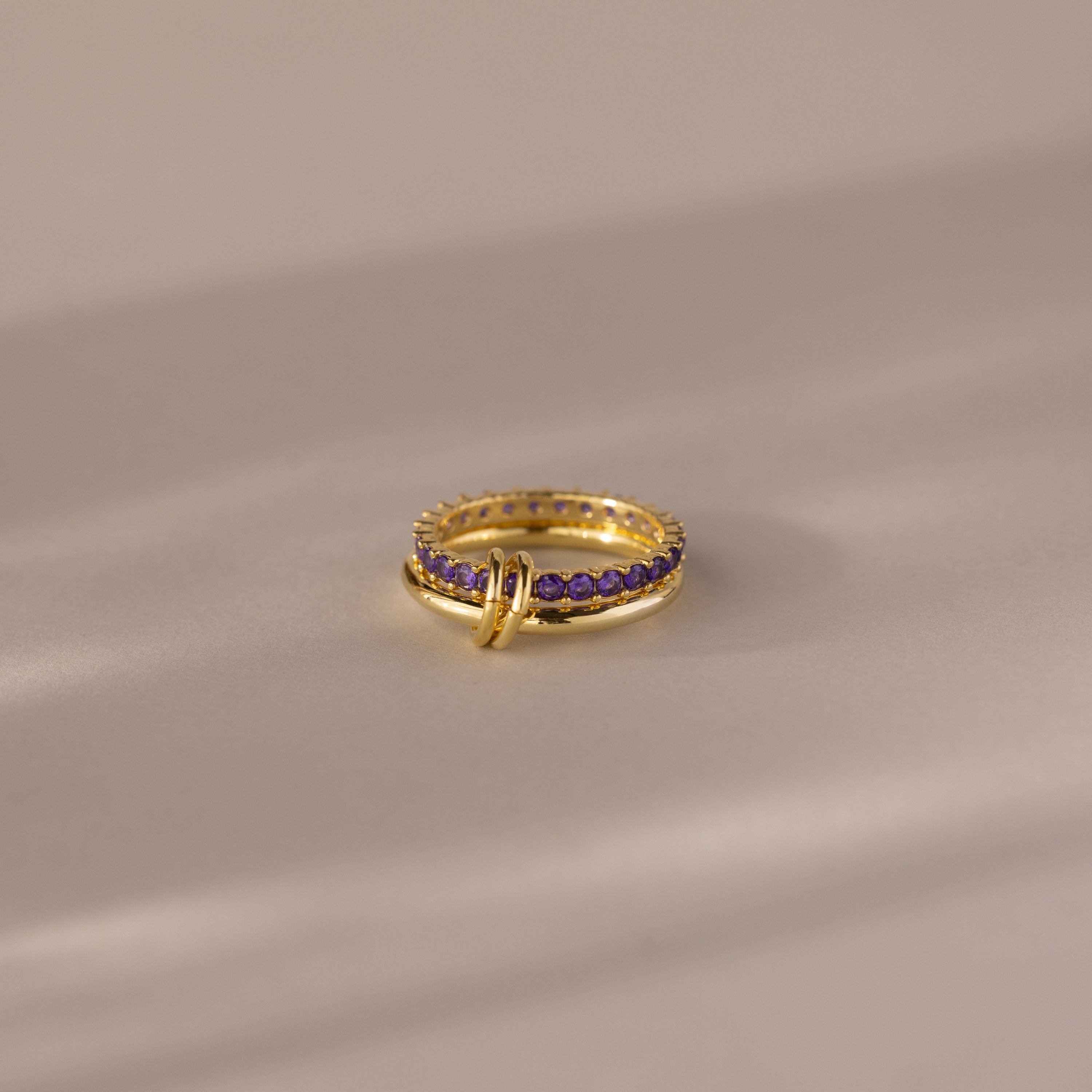 Duo Birthstone Tennis Linked Ring Set