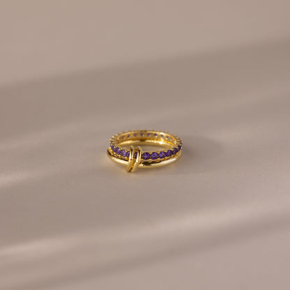 Duo Birthstone Tennis Linked Ring Set