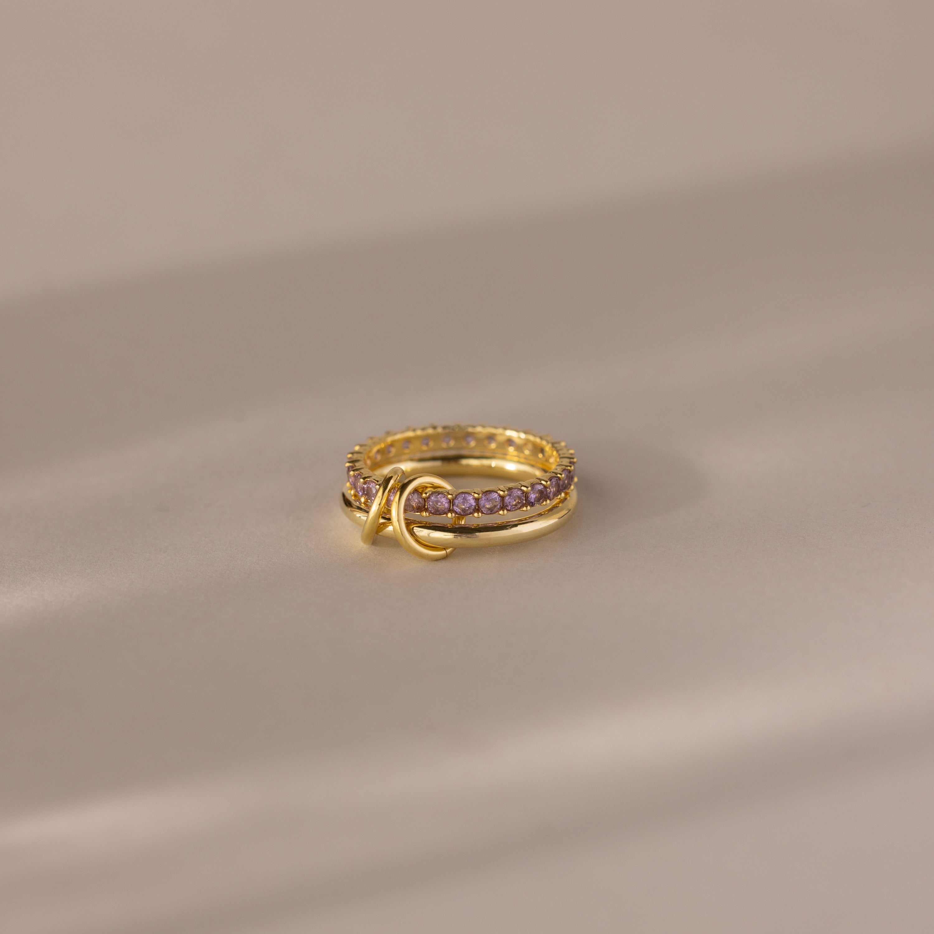Duo Birthstone Tennis Linked Ring Set