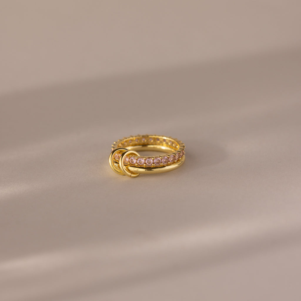 Duo Birthstone Tennis Linked Ring Set
