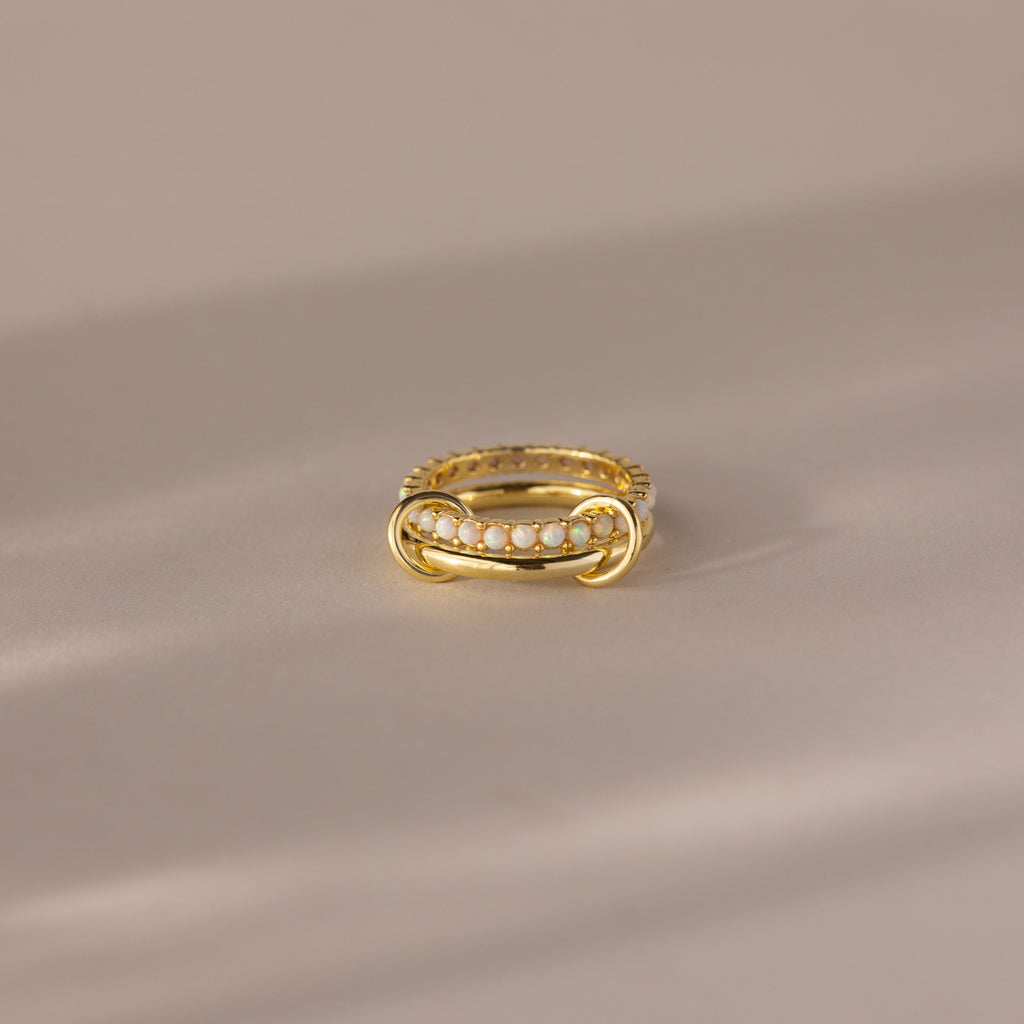 Duo Birthstone Tennis Linked Ring Set