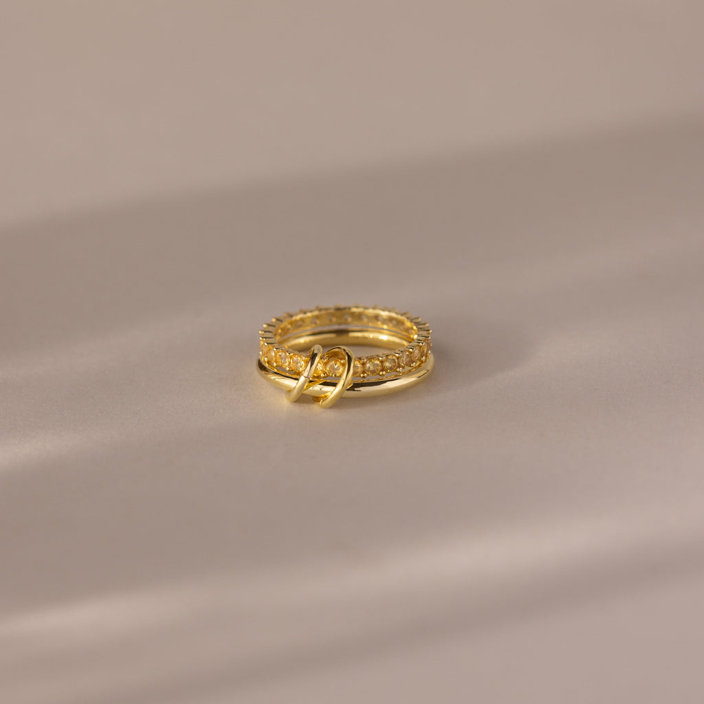 Duo Birthstone Tennis Linked Ring Set