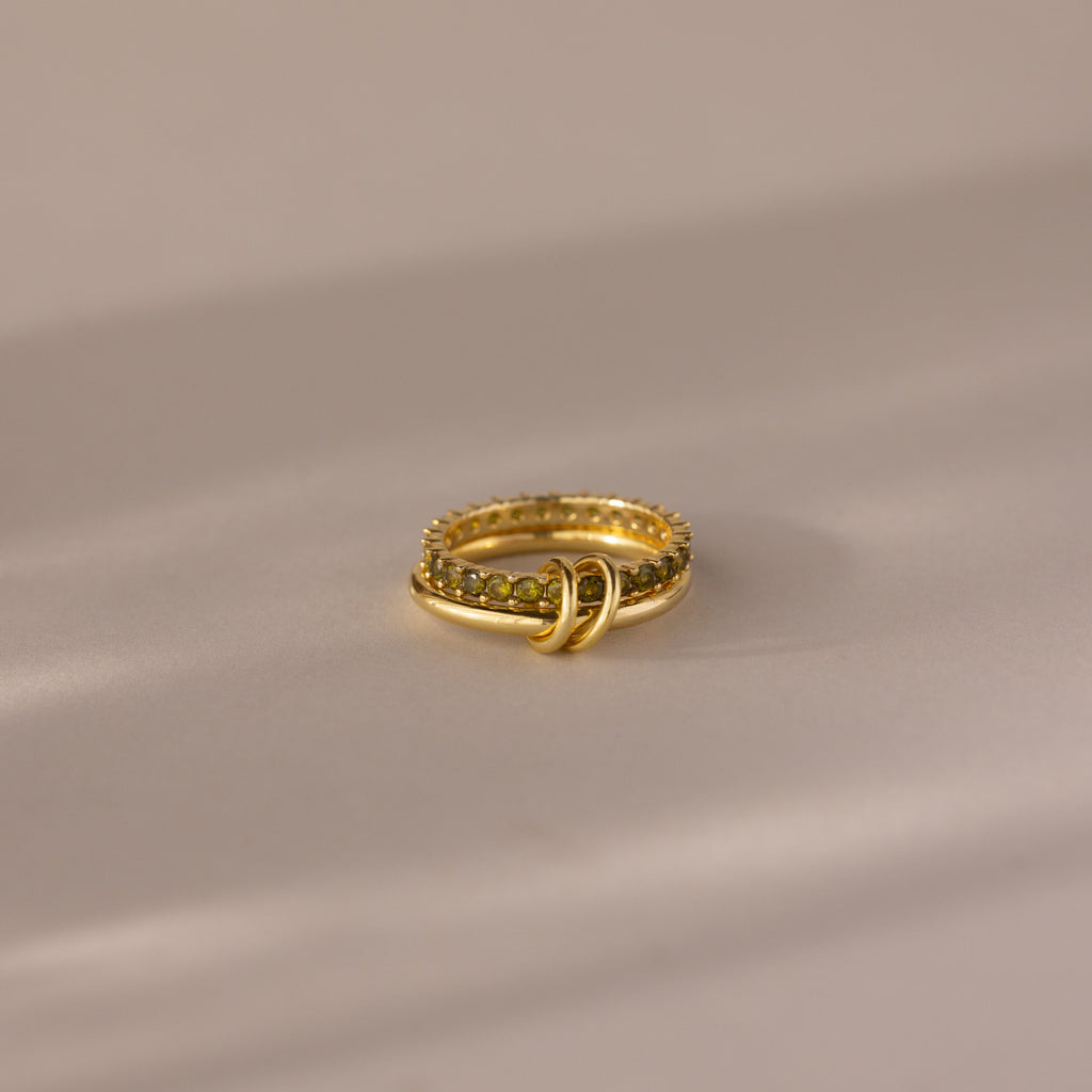 Duo Birthstone Tennis Linked Ring Set