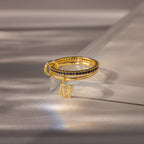 Linked Initial Birthstone Ring Set