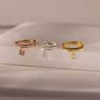 Linked Initial Birthstone Ring Set