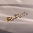 Linked Initial Birthstone Ring Set
