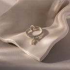 Linked Initial Birthstone Ring Set