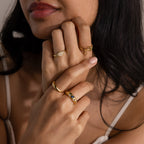 Linked Initial Birthstone Ring Set