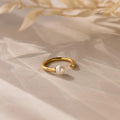Open Pearl & Diamond Ring