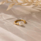 Open Pearl & Diamond Ring