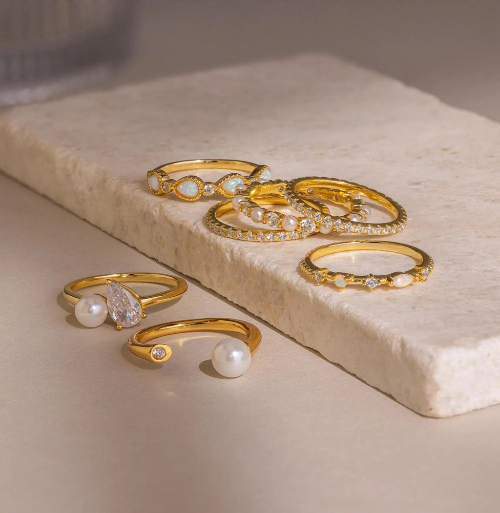 Open Pearl & Diamond Ring