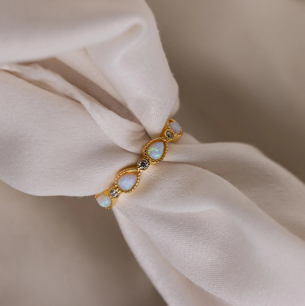 Opal Diamond Teardrop Ring