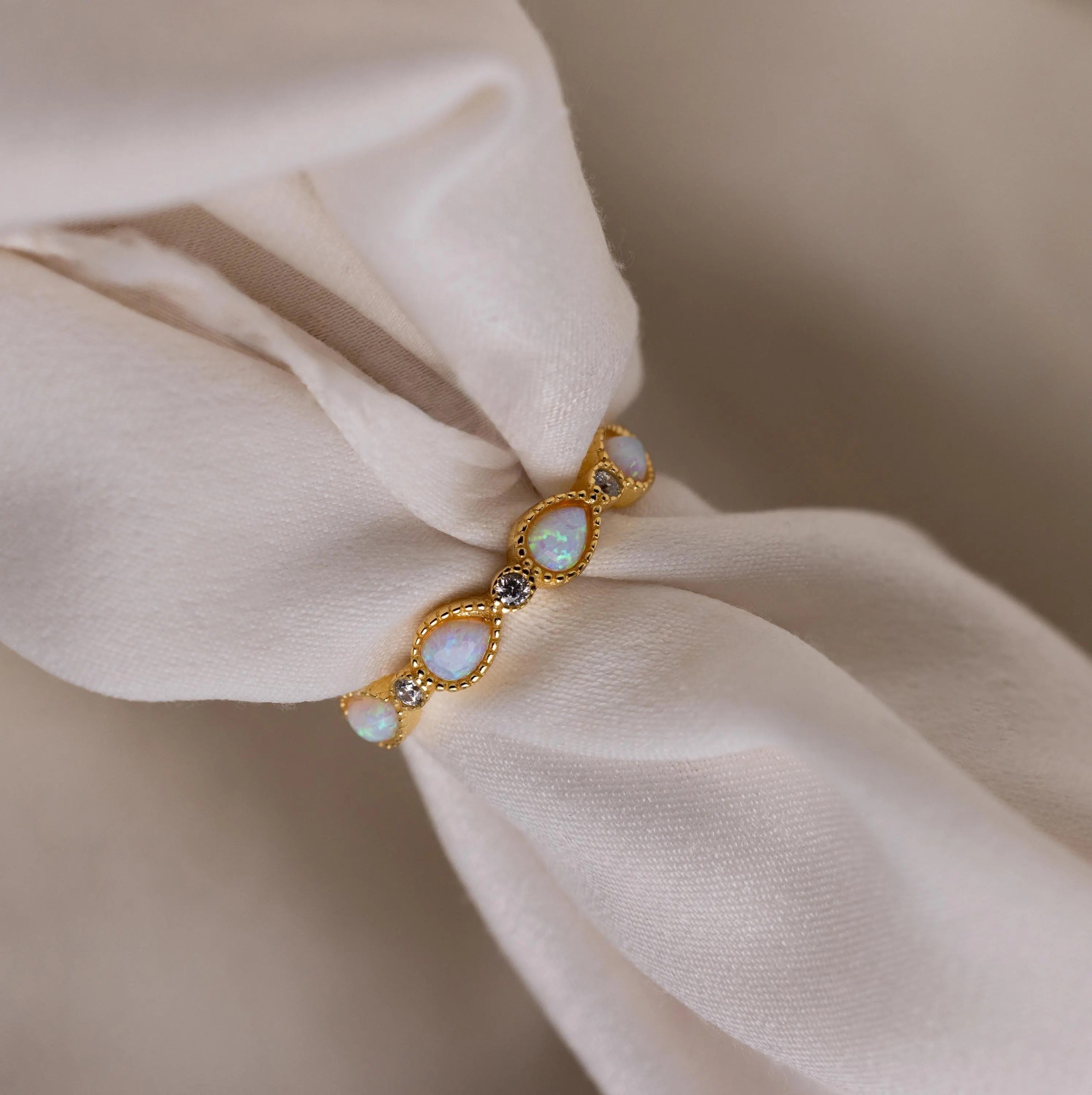 Opal Diamond Teardrop Ring