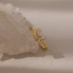 Diamond Crescent Moon Ring