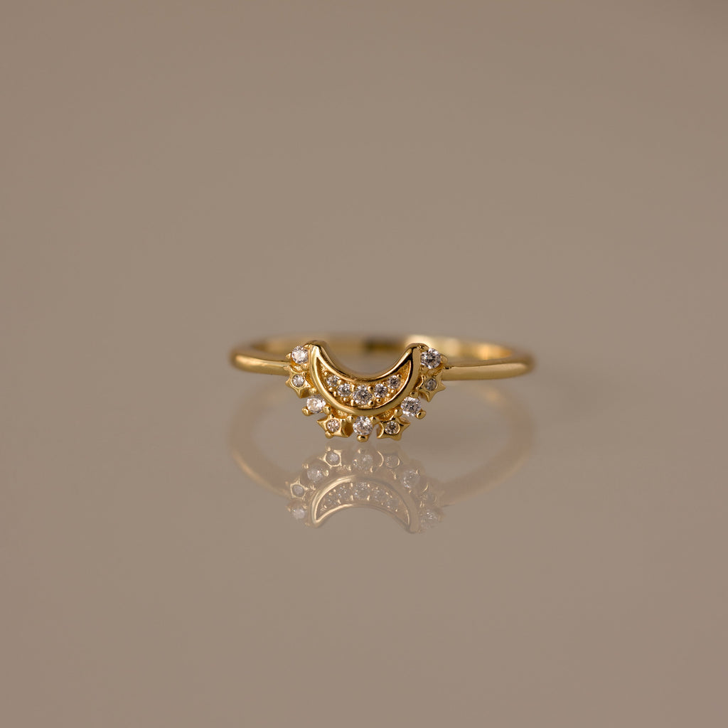 Diamond Crescent Moon Ring