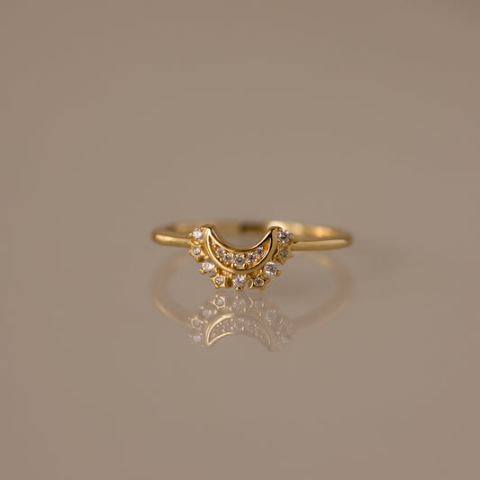 Diamond Crescent Moon Ring