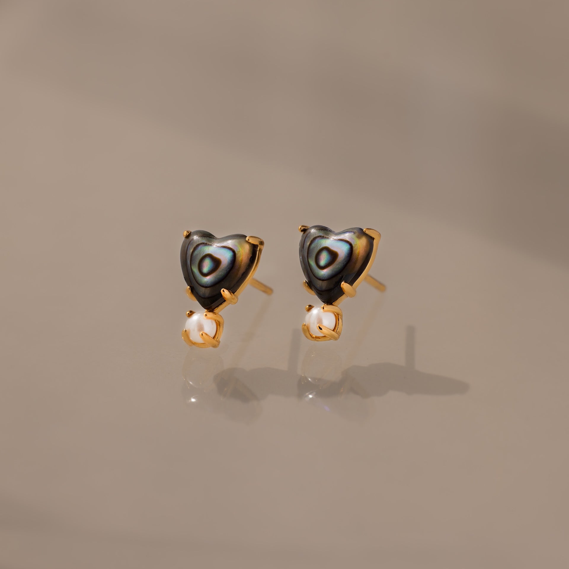 Abalone Pearl Heart Studs