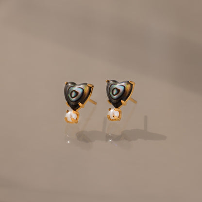 Abalone Pearl Heart Studs