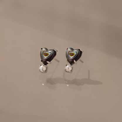 Abalone Pearl Heart Studs