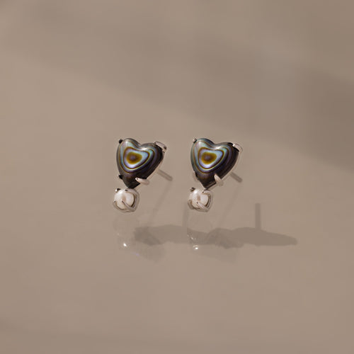 Abalone Pearl Heart Studs
