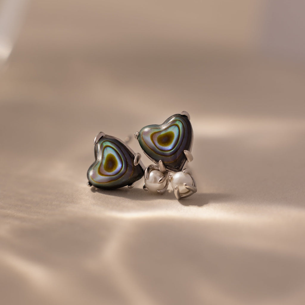 Abalone Pearl Heart Studs