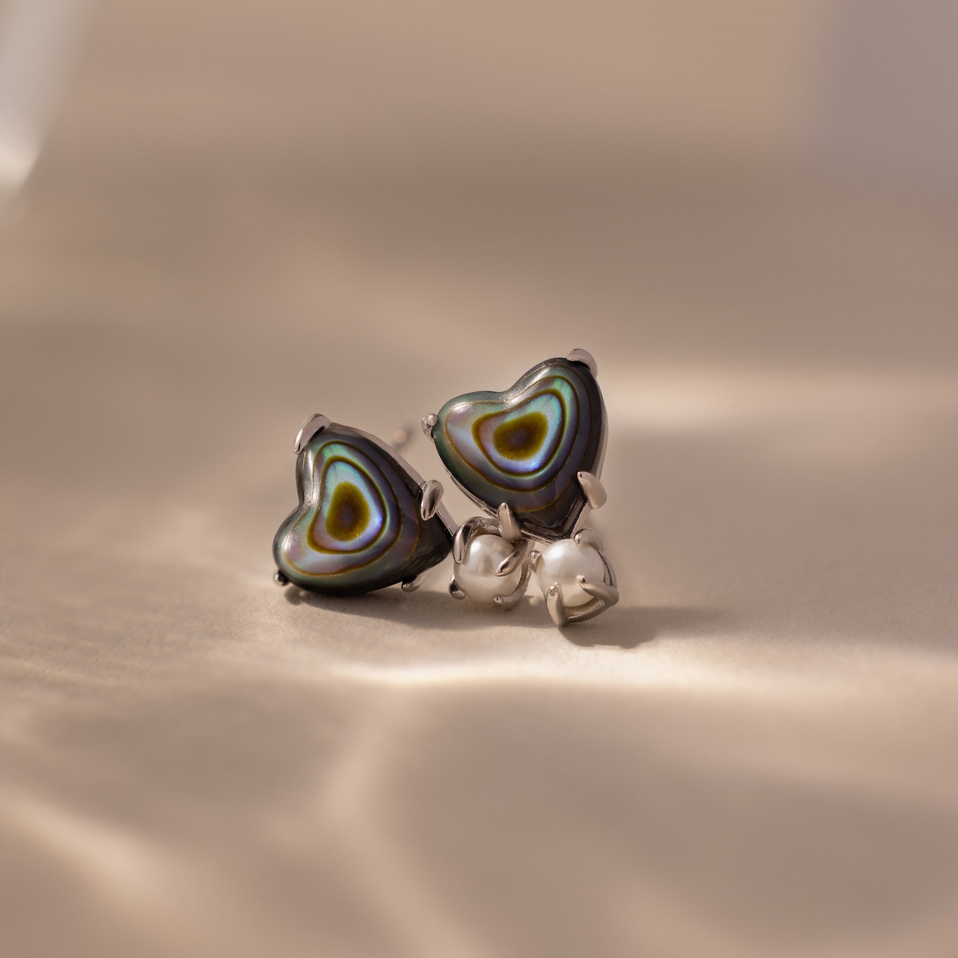Abalone Pearl Heart Studs