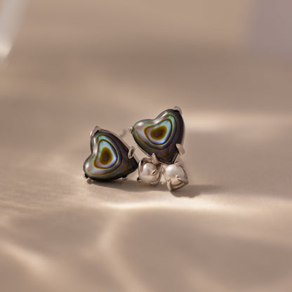 Abalone Pearl Heart Studs
