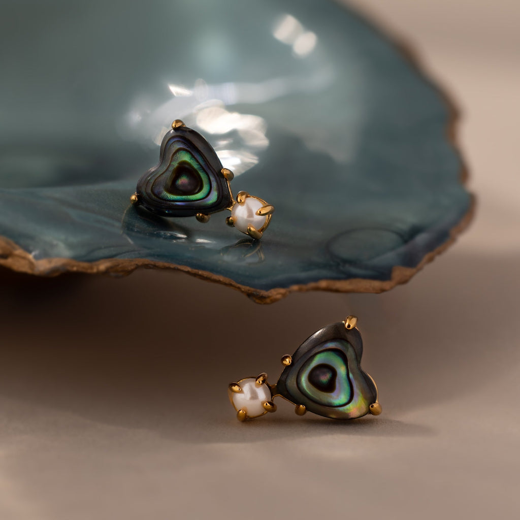 Abalone Pearl Heart Studs