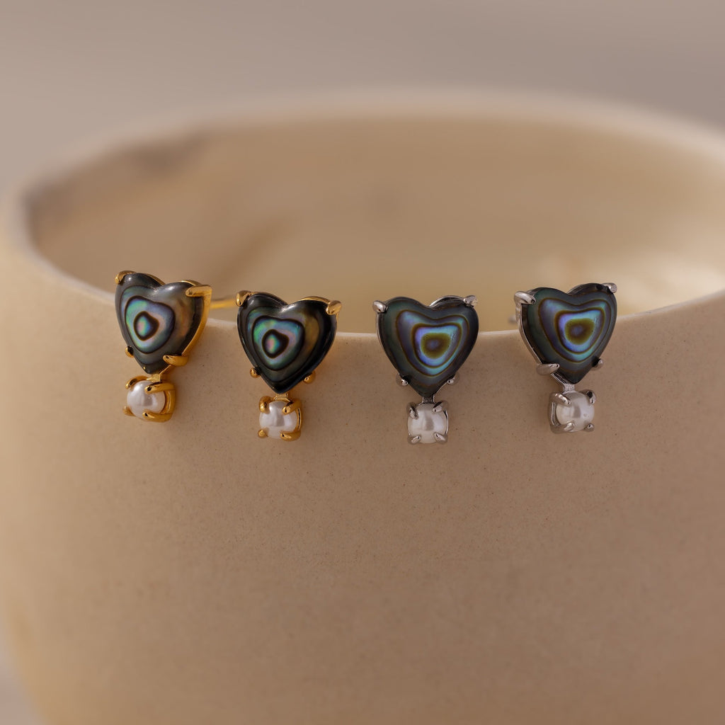 Abalone Pearl Heart Studs