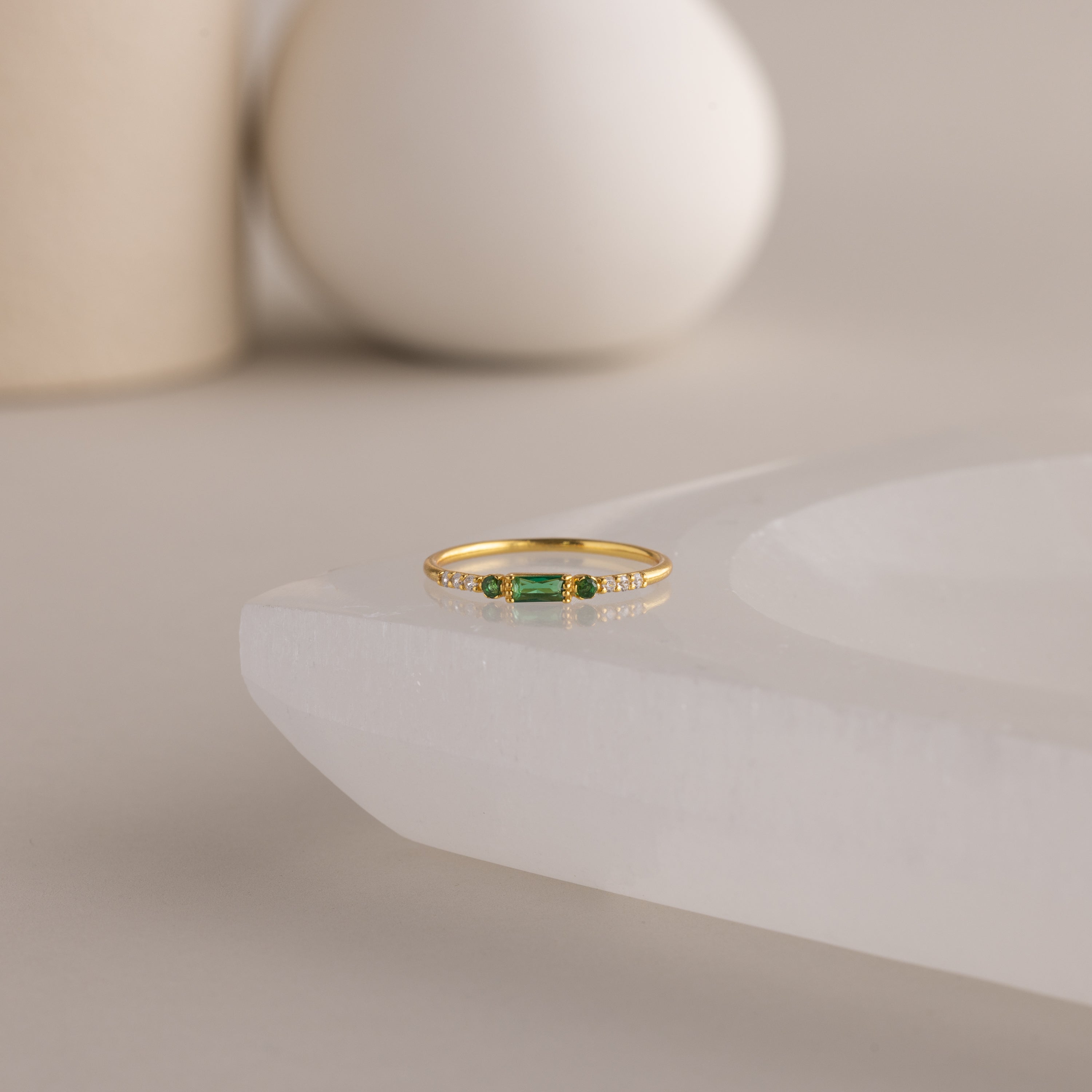 Dainty Baguette Birthstone Ring