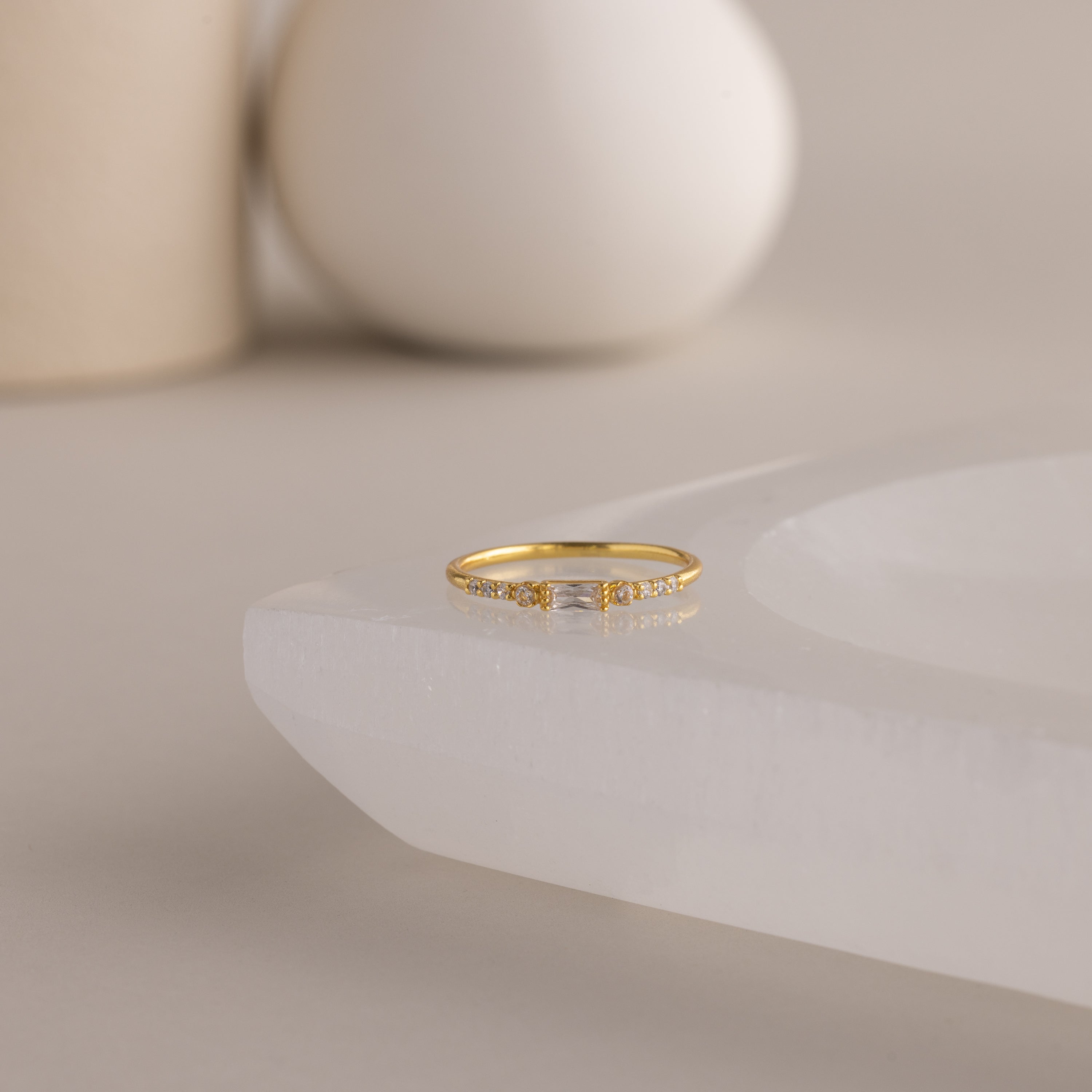 Dainty Baguette Birthstone Ring