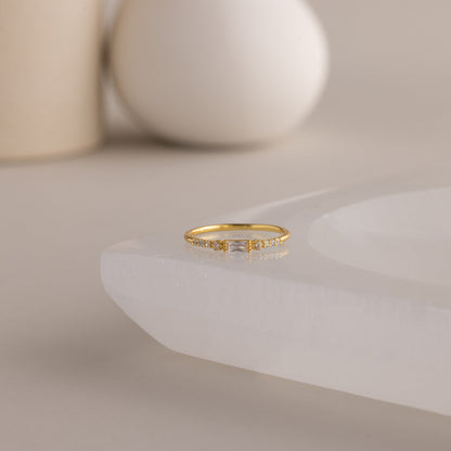 Dainty Baguette Birthstone Ring
