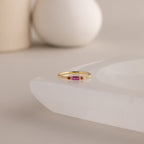 Dainty Baguette Birthstone Ring