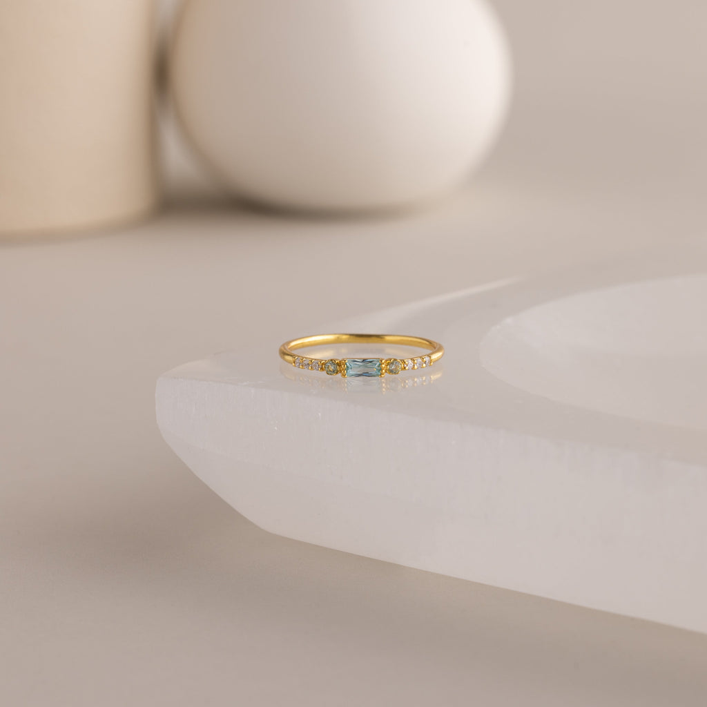 Dainty Baguette Birthstone Ring