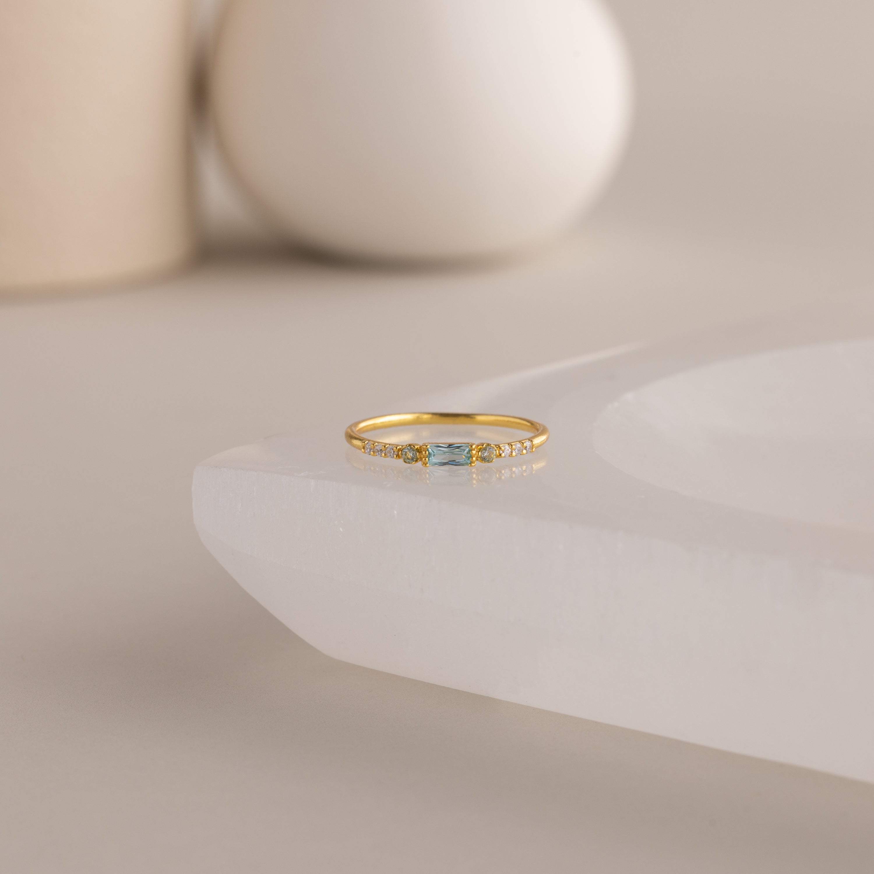 Dainty Baguette Birthstone Ring
