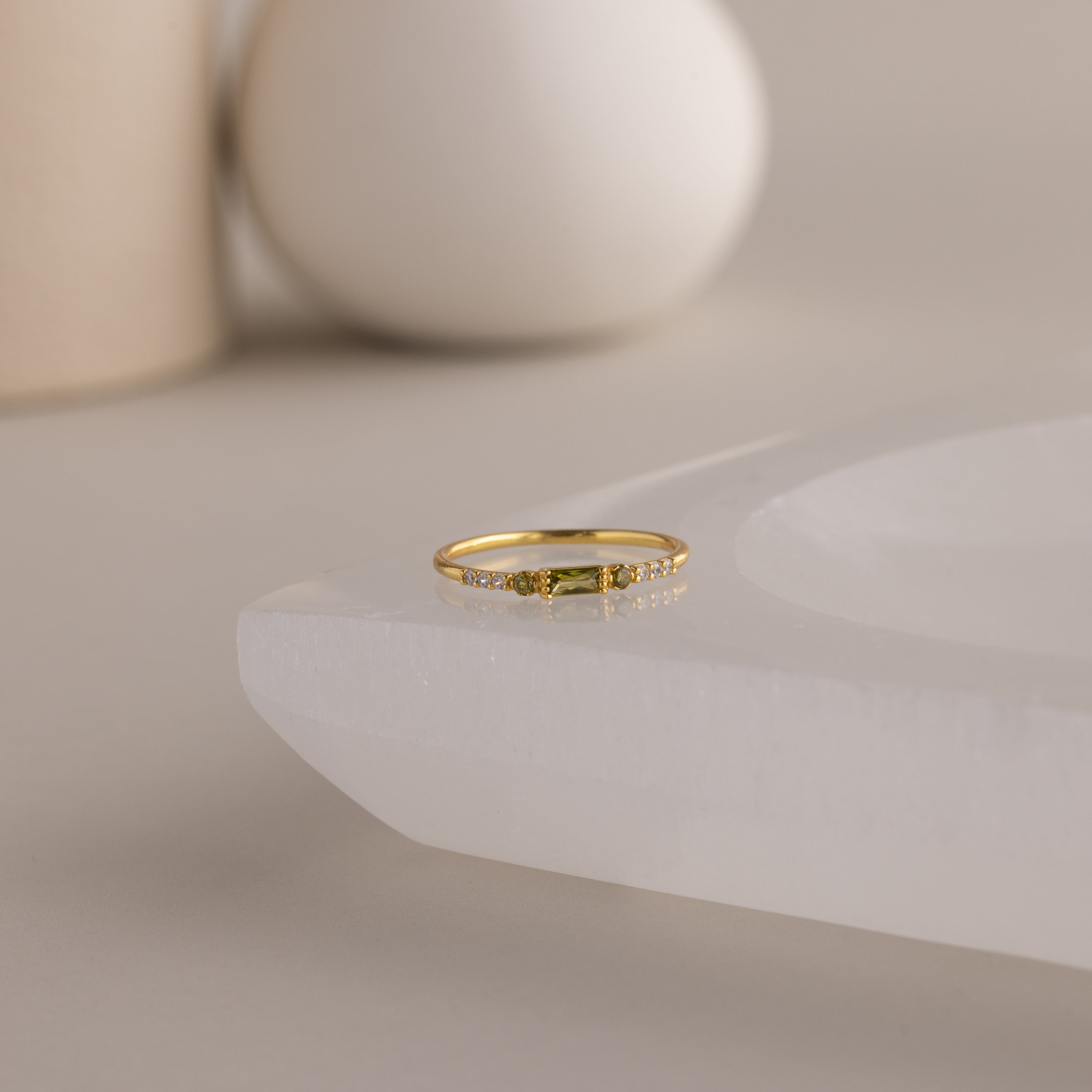 Dainty Baguette Birthstone Ring