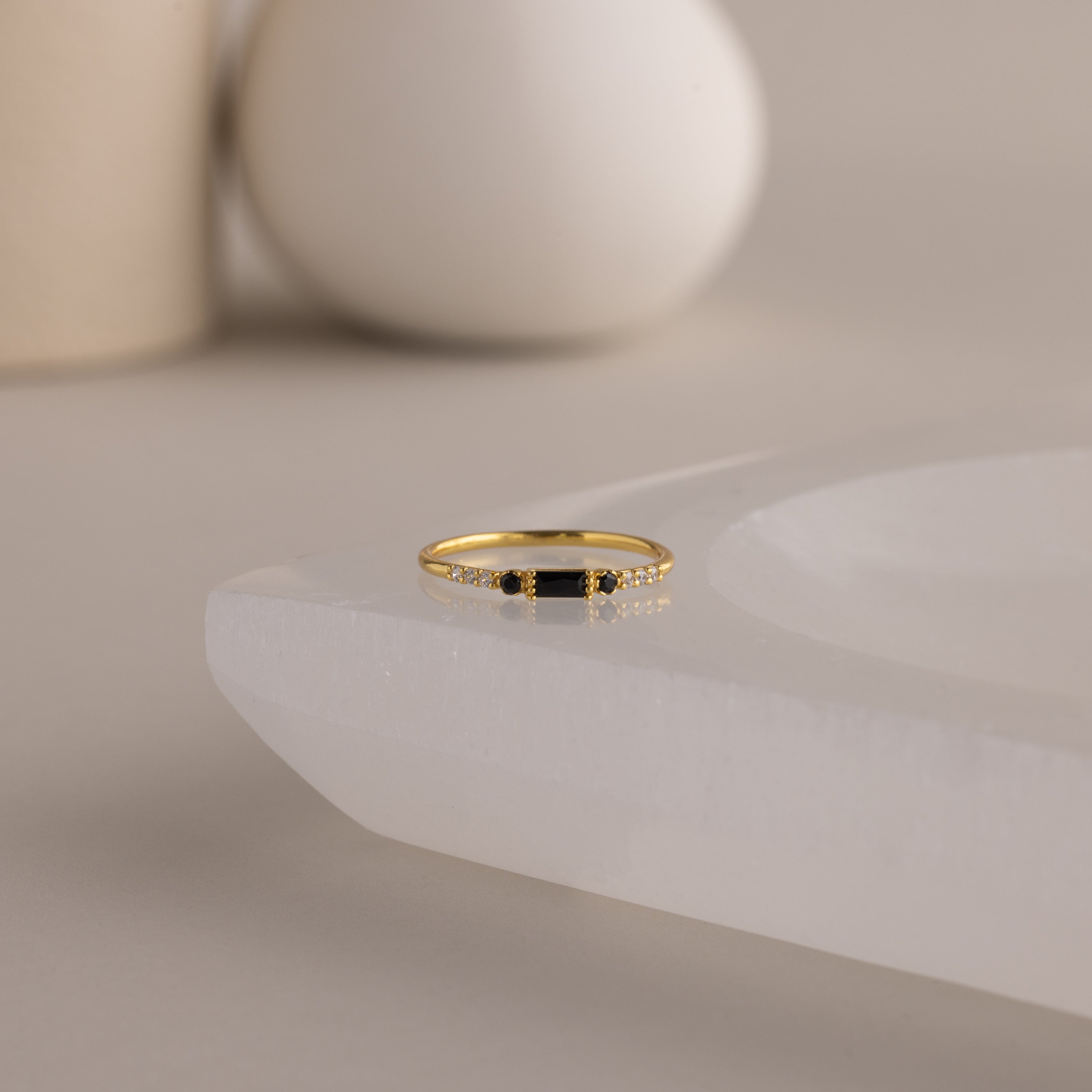 Dainty Baguette Birthstone Ring