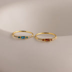 Dainty Baguette Birthstone Ring