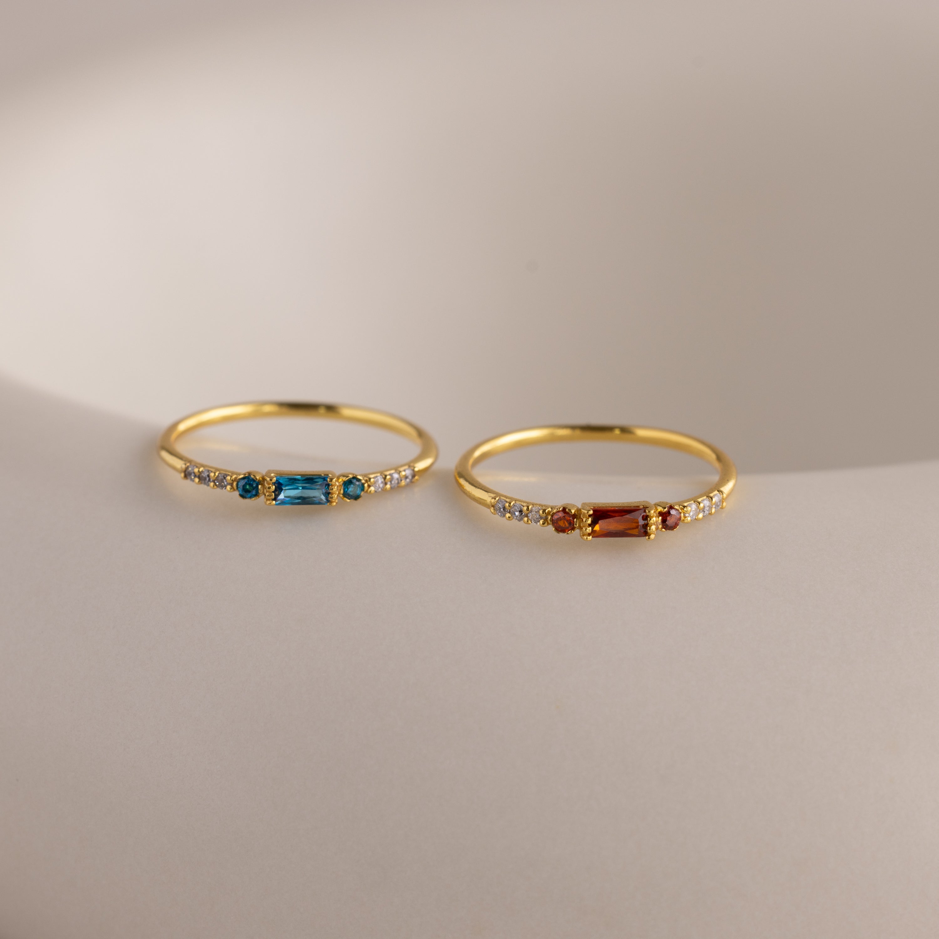 Dainty Baguette Birthstone Ring