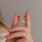 Duo Initial Birthstone Tennis Ring