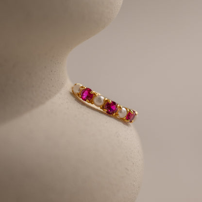 Birthstone & Pearl Lace Ring