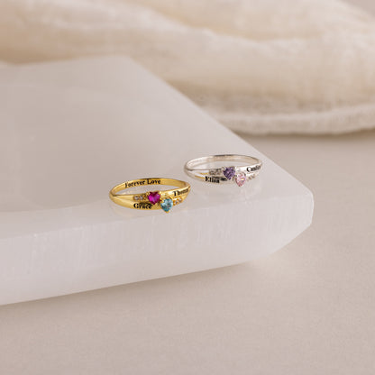 Toi et Moi Interlocking Name Ring
