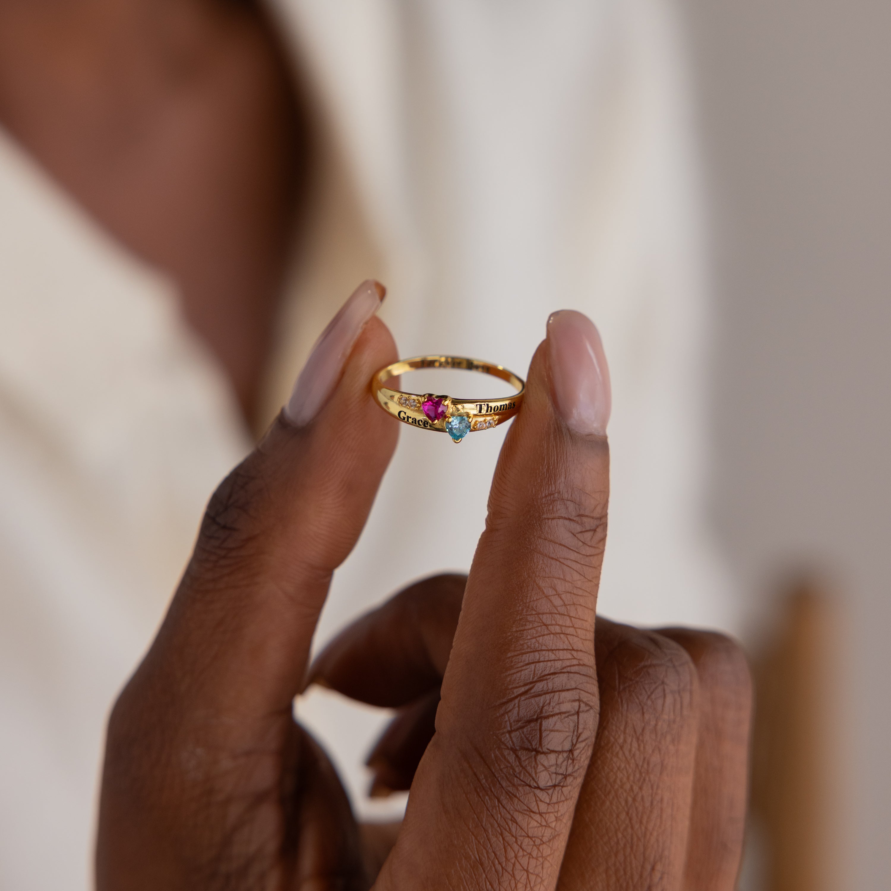 Toi et Moi Interlocking Name Ring