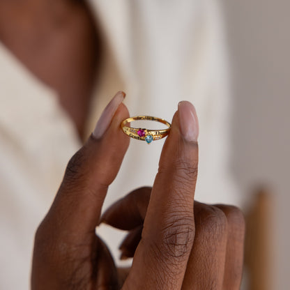 Toi et Moi Interlocking Name Ring