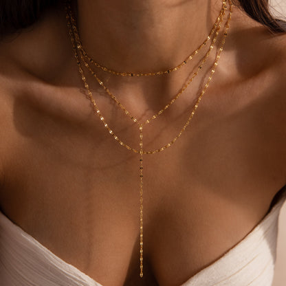 Sparkling Layered Lariat Necklace