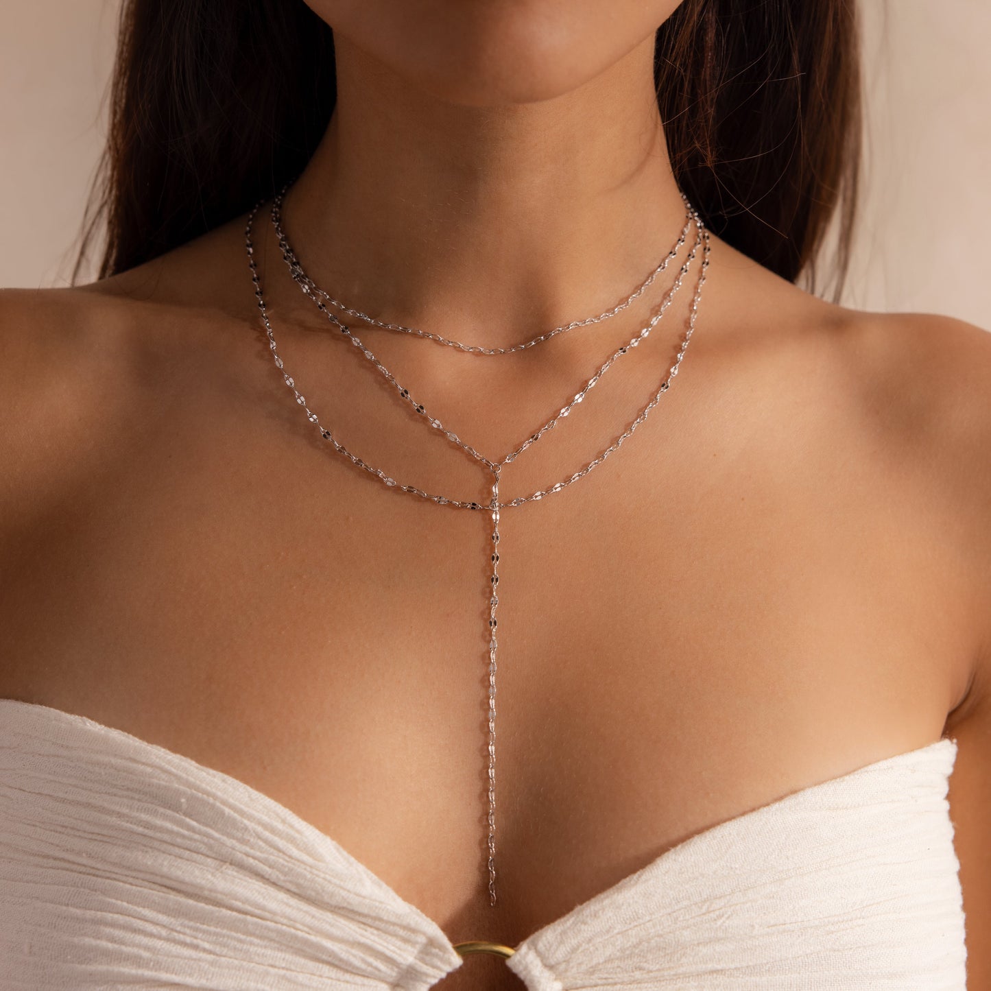 Sparkling Layered Lariat Necklace