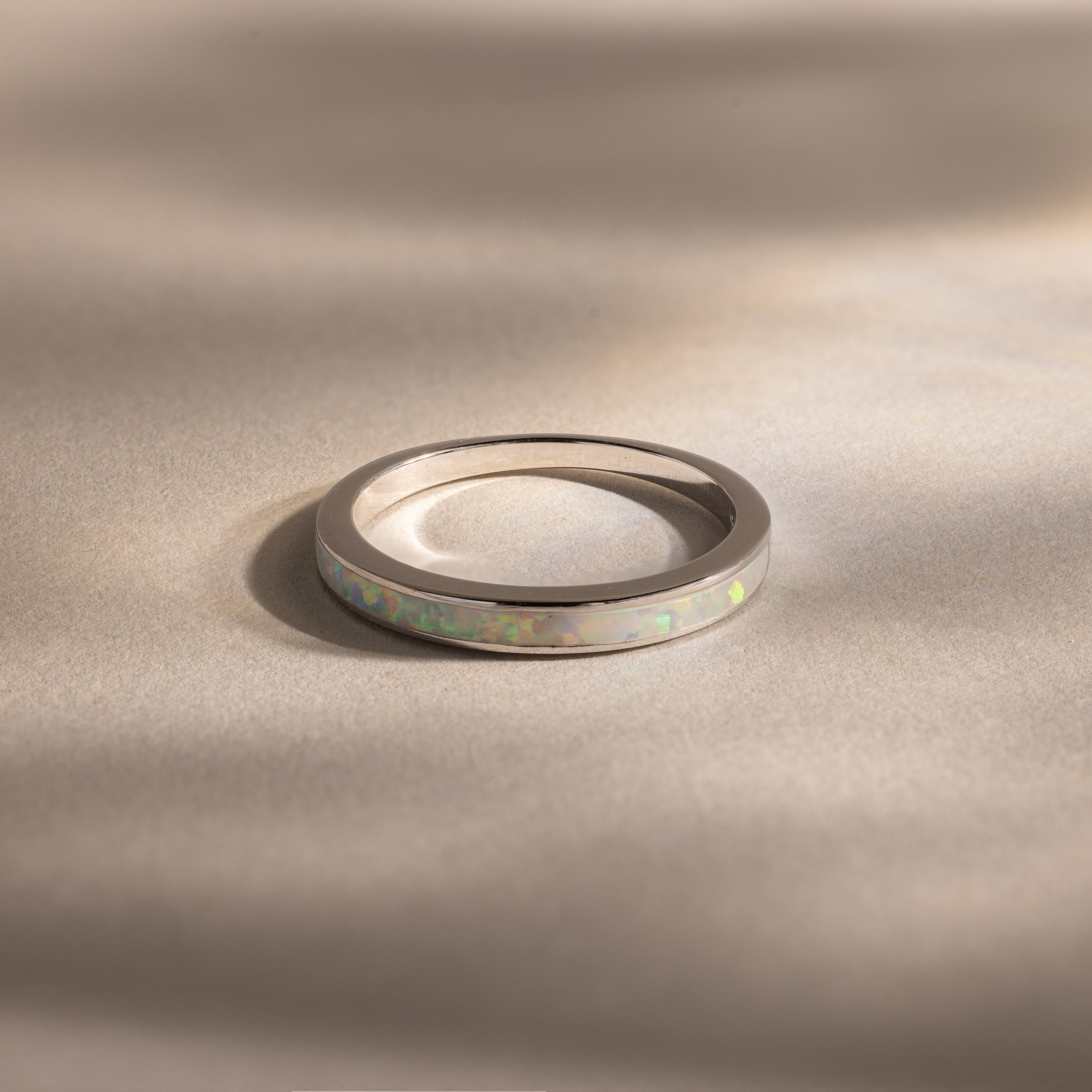 White Opal Inlay Band