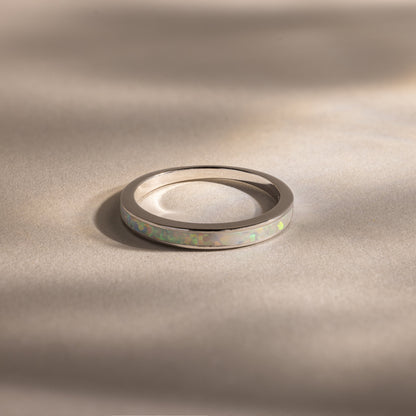 White Opal Inlay Band