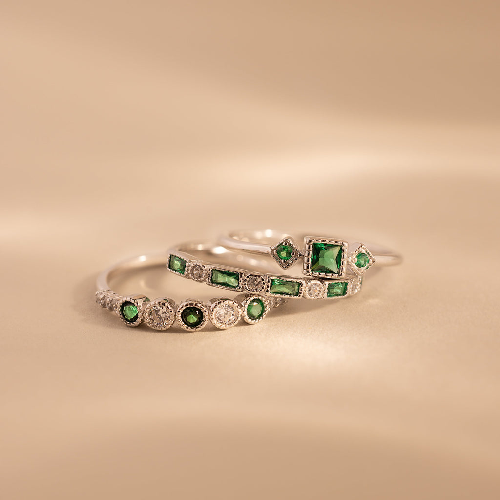 Emerald Stacking Ring Set